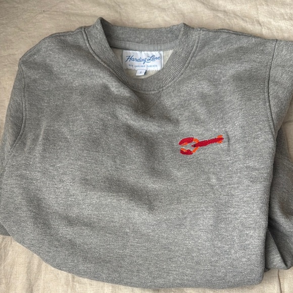 Gray Sweatshirt with Red lobster and Crew Neck Style - Picture 1 of 1
